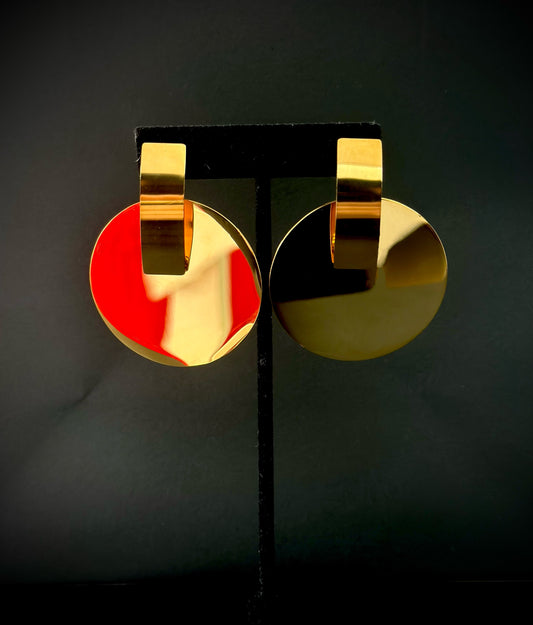 MODERN DISC DROP EARRINGS