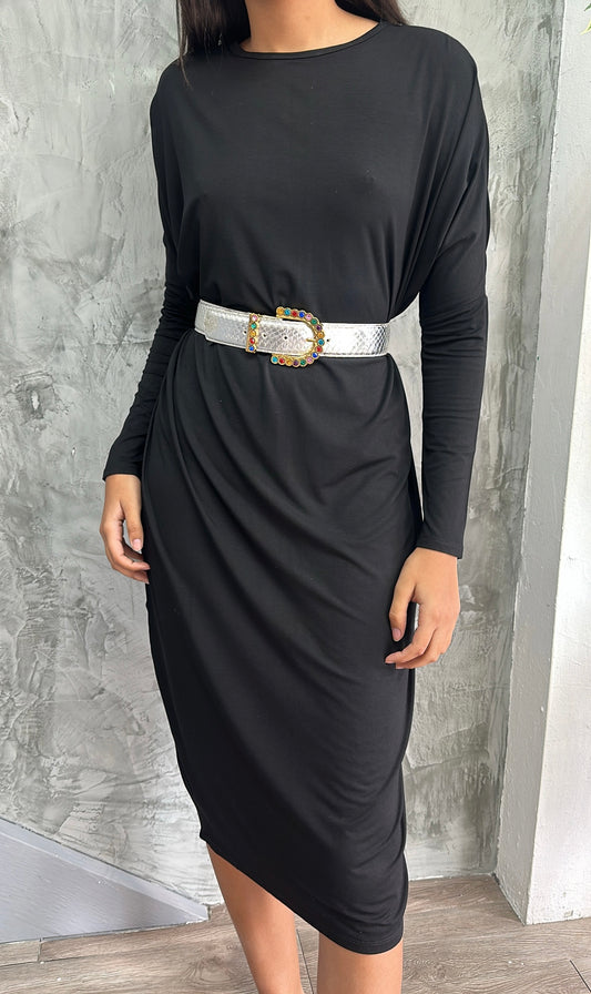 Long-sleeve midi dress